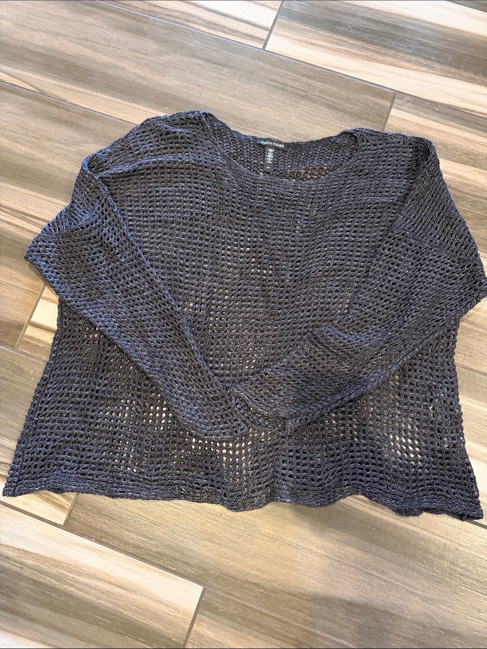 Eileen Fisher Open-Knit Scoop Neck Sweater - Charcoal